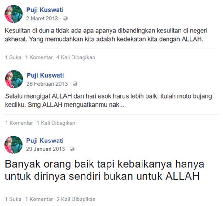 Status FB Pelaku Teror di Surabaya