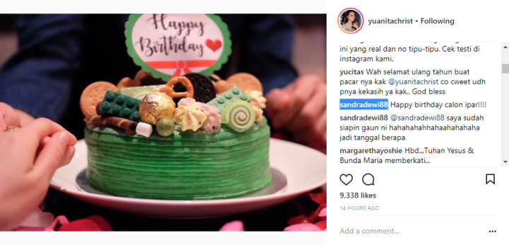 Komentar Sandra Dewi di Instagram Yuanita Christiani