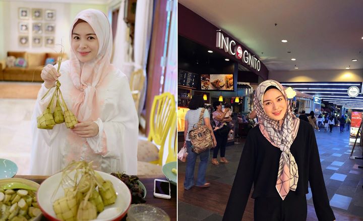 Hijab Segi Empat Diikat pada Bagian Depan