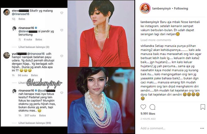 Belum Lama Kembali Main Instagram, Rina Nose Dapat Serangan Haters Lagi