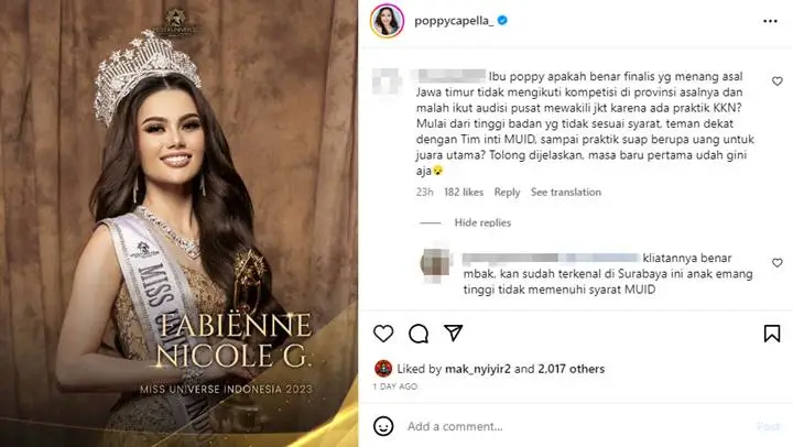 Tinggi Badan Fabienne Nicole Dihujat Bos Miss Universe Indonesia