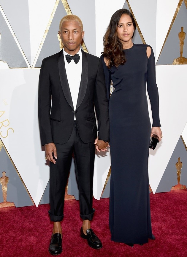 Gambar Foto Pharrell Williams Datang Bersama Helen Lasichanh di Oscar 201