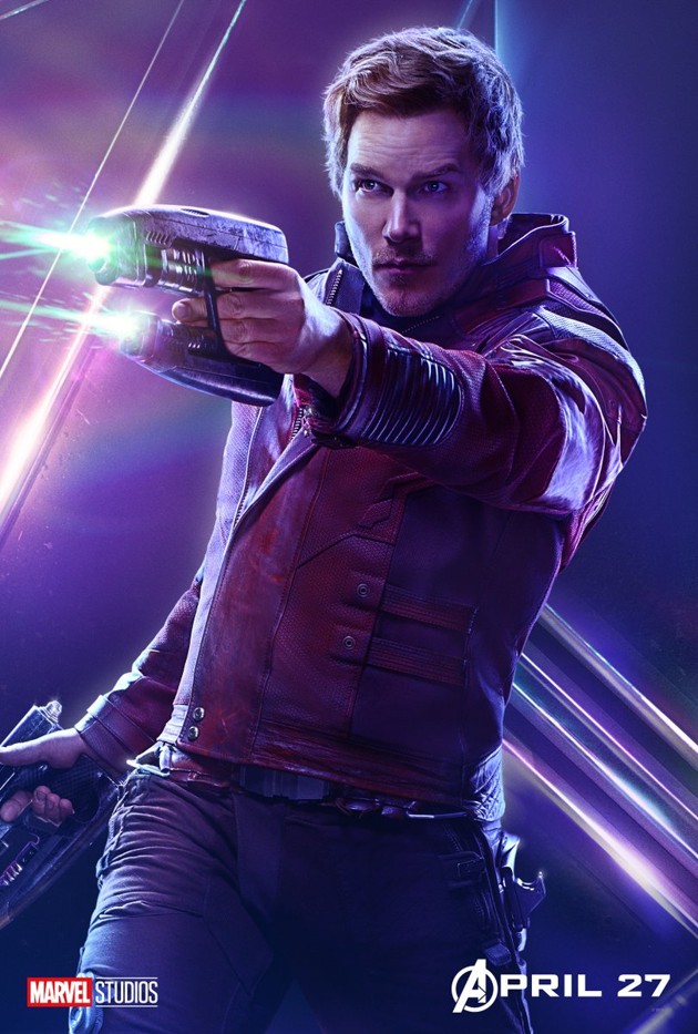Gambar Foto Poster karakter Chris Pratt sebagai Star-Lord di film 'Avengers: Infinity War'.