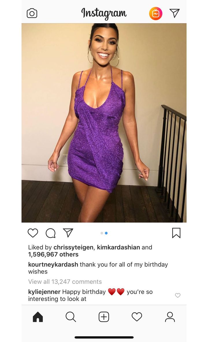 Komentar Kylie di akun Instagram Kourtney