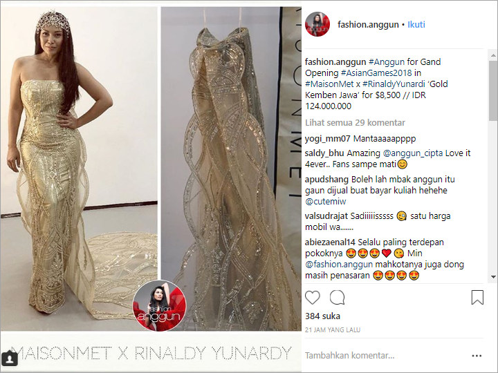 Tampil Kece di Pembukaan Asian Games 2018, Anggun Ternyata Pakai Gaun Ratusan Juta