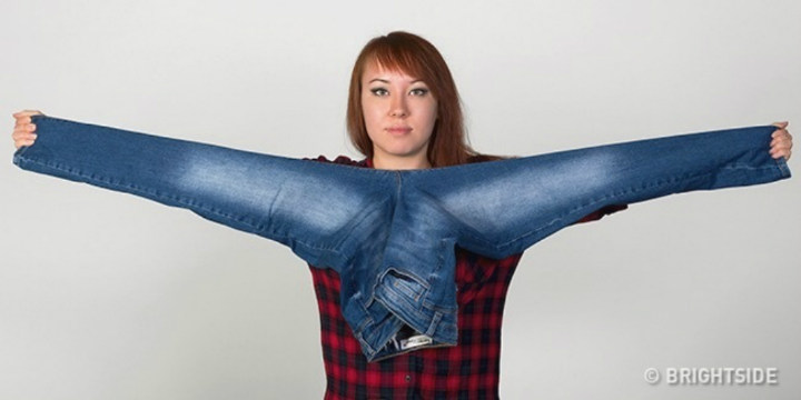 Merentangkan Jeans untuk Mengukur Panjang