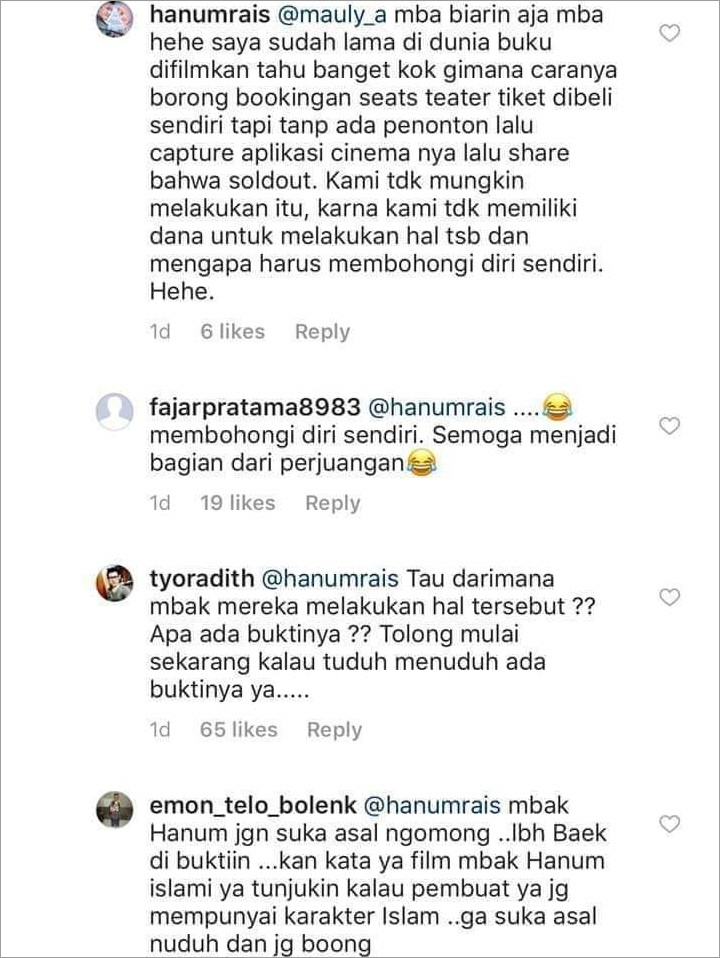 Komentar Hanum Rais Soal Film Pesaing