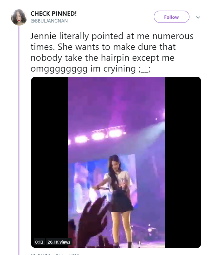 Fans Dikasih Jennie Jepit Rambut
