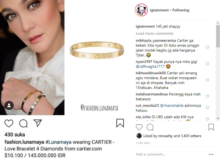 Gelang Luna Maya Seharga Rumah