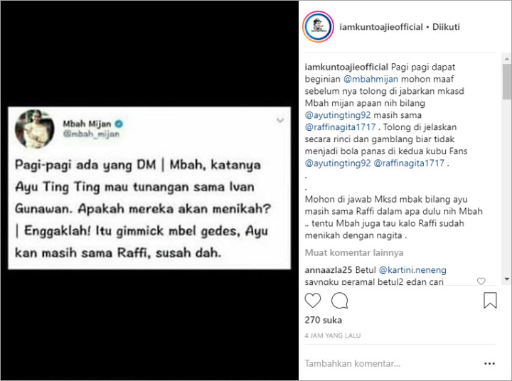 Fans Ayu Ting Ting \'Semprot\' Mbah Mijan soal Gimmick Ivan Gunawan dan Raffi Ahmad