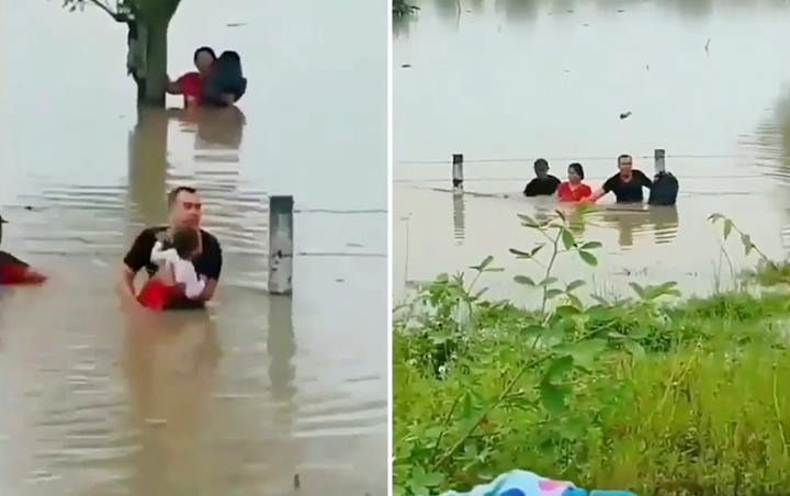 Viral Kisah Pria Bak Malaikat Selamatkan Keluarga yang Terjebak Banjir di Tol Ngawi-Kertosono