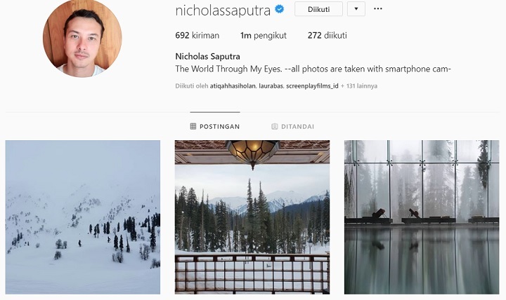 Akun Instagram Nicholas Saputra