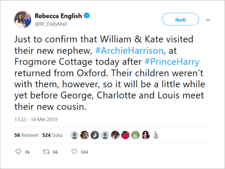 Pangeran William dan Kate Middleton Akhirnya Kunjungi Putra Harry-Meghan