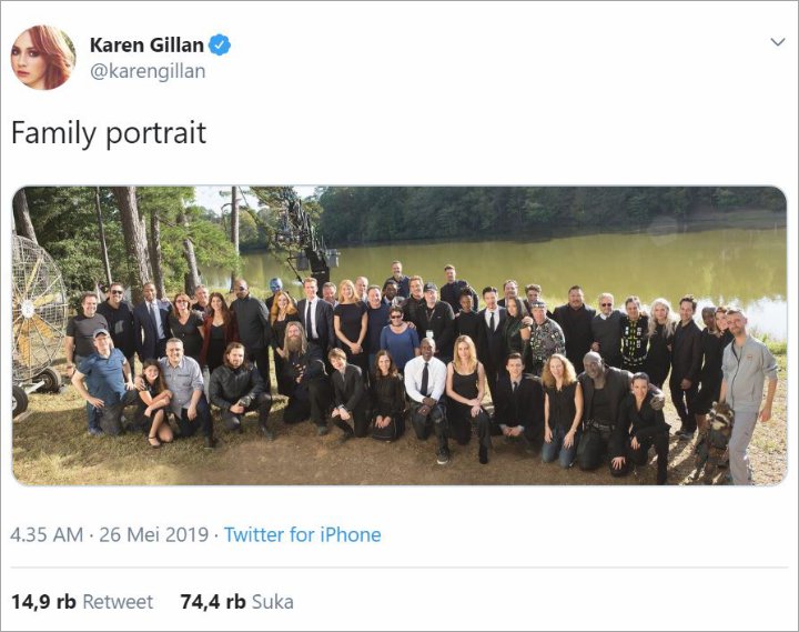 Karen Gillan Bagikan Foto Seluruh Pemeran yang Hadiri Pemakaman Tony Stark di \'Avengers: Endgame\'