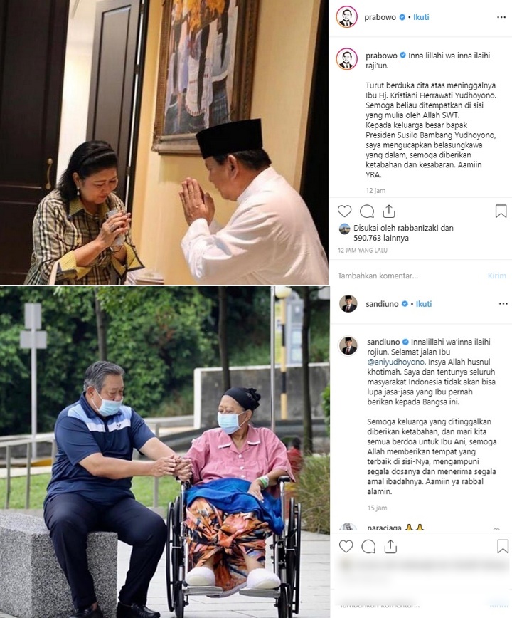 Tak Hadiri Pemakaman Ani Yudhoyono, Prabowo dan Sandiaga 