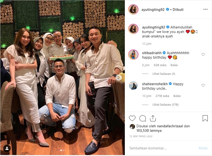 Ayu Ting Ting Bagikan Kemeriahan Pesta Ultah Sang Ayah 