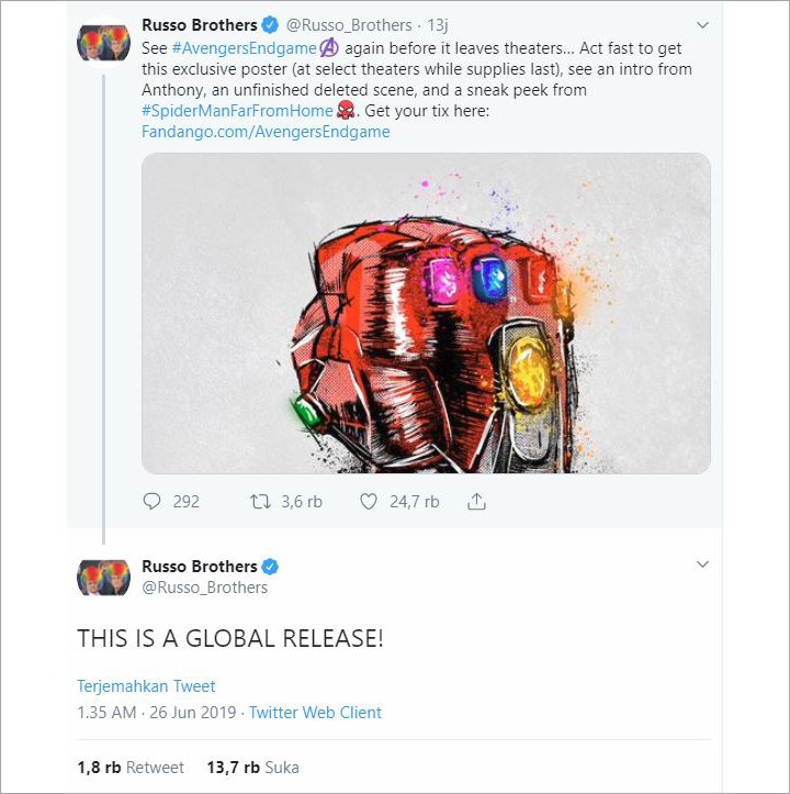 \'Avengers: Endgame\' Dikonfirmasi Rilis Ulang di Seluruh Dunia
