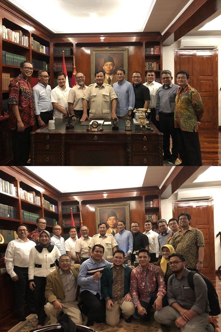 Meski Kalah di MK, Prabowo-Sandiaga dan Tim Hukum 02 Foto Bareng Pamer Seyum Merekah