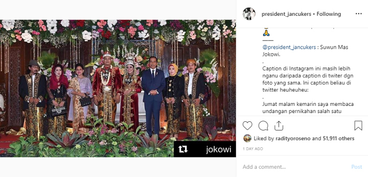 Jokowi di Nikahan Putri Sujiwo Tejo