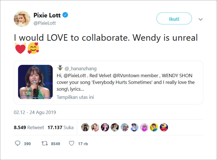 Pixie Lott Ingin Kolaborasi Bareng Wendy Red Velvet Usai Dengar Cover \'Everybody Hurts Sometimes\'