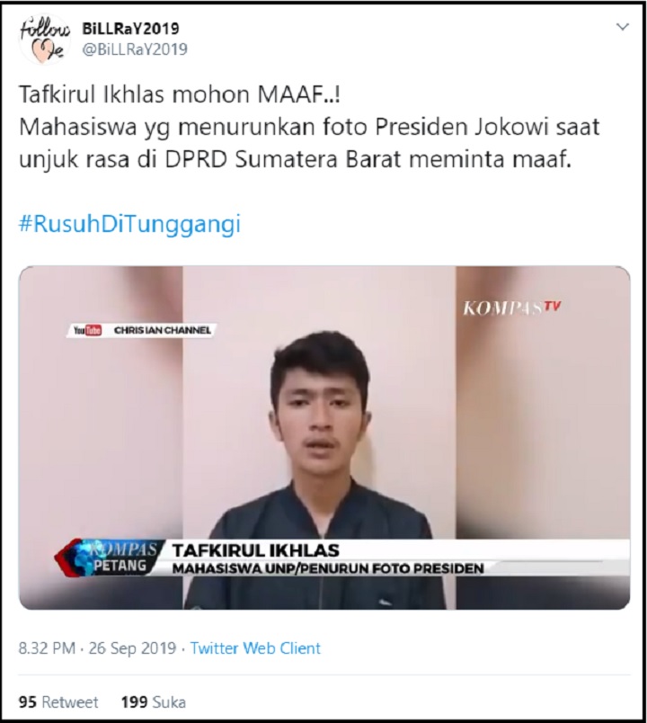 Terancam Dimejahijaukan, Mahasiswa yang Turunkan Foto Jokowi Minta Maaf