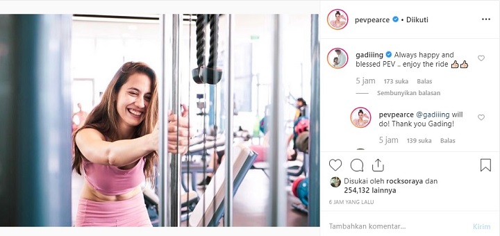 Komentar Gading Marten di Instagram Pevita Pearce