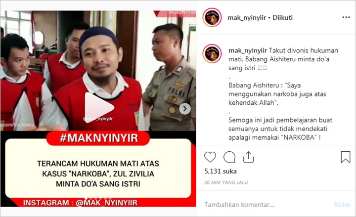 Pengakuan Zul Zivilia Pakai Narkoba Atas Kehendak Allah Bikin Netter Meradang