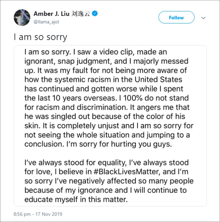Amber Minta Maaf Usai Ucapkan Komentar Rasis Terhadap Kaum Kulit Hitam, Netizen Tetap Marah