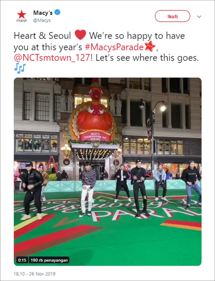 Tampil Di Macy\'s Thanksgiving Day Parade, NCT 127 Akan Sepanggung Dengan Deretan Penyanyi Papan Atas