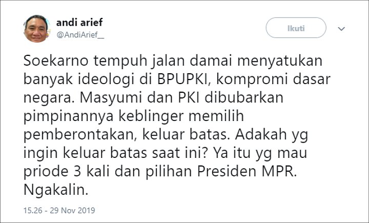 Sama-Sama Keluar Batas, Andi Arief Sebut Pengusul Presiden 3 Periode Tak Ubahnya PKI Era Soekarno