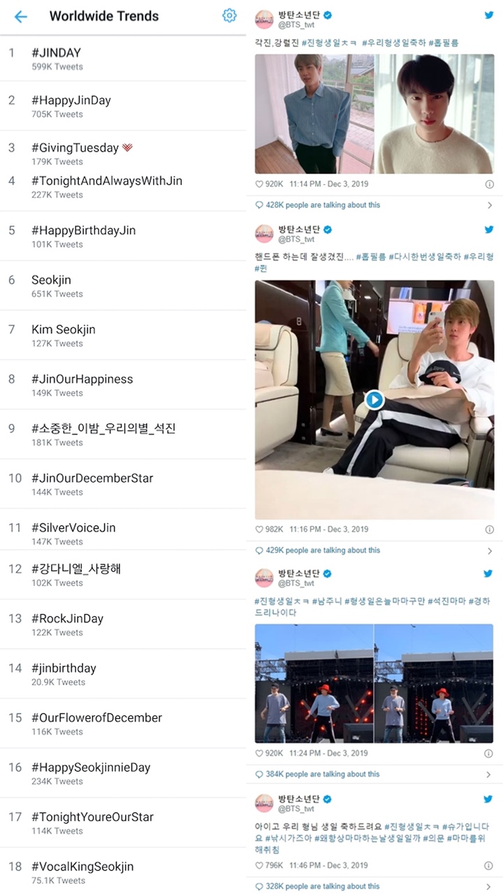 Jin Ultah Kuasai Trending Sedunia, Dapat Ucapan Seperti Ini dari Member-Member BTS