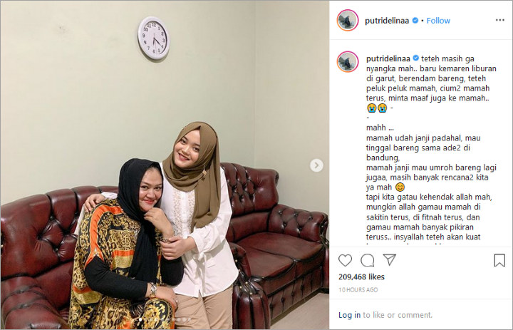 Postingan Instagram Putri Delina Putri Sule