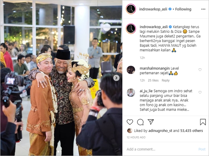 Indro Warkop Jadi Saksi Nikah Putra Mendiang Dono, Beri Pesan Mendalam ...