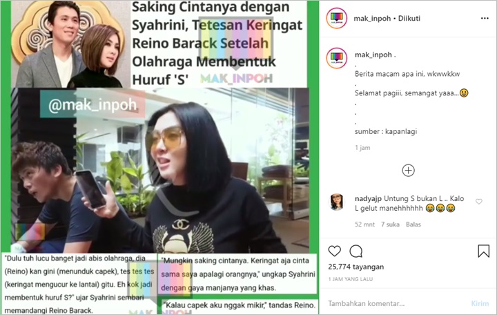 Pengakuan Syahrini Saking Cintanya Reino Tetesan Keringat 