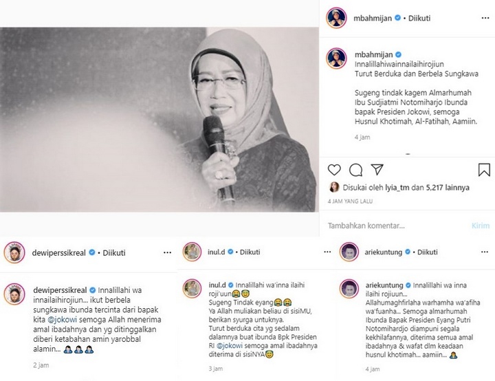 Duka Para Artis Ibunda Jokowi Wafat