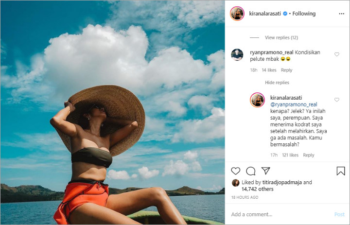 Pede Pakai Bikini, Kirana Larasati Ngegas Dikomentari Nyinyir Soal Perut