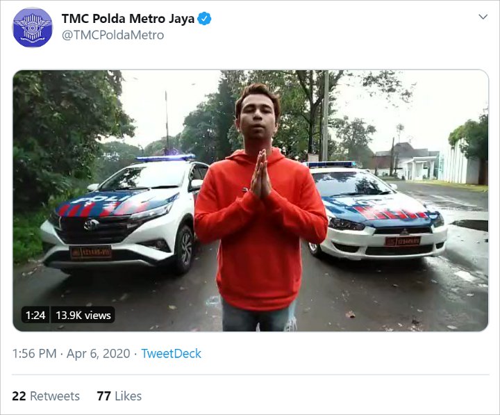 Raffi Ahmad Digaet TMC Polda untuk Beri Imbauan Physical Distancing dan Larangan Mudik