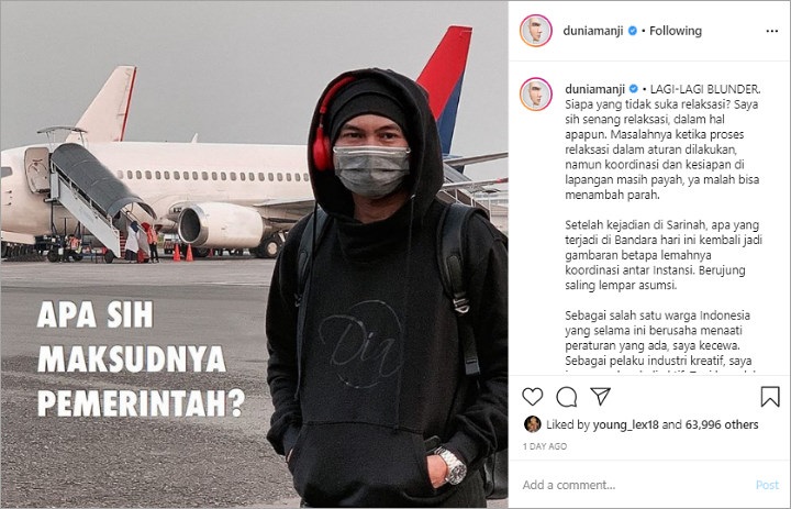 ecewa Lihat Antrean Padat di Bandara Saat Pandemi Corona, Anji Tulis Surat Terbuka untuk Jokowi
