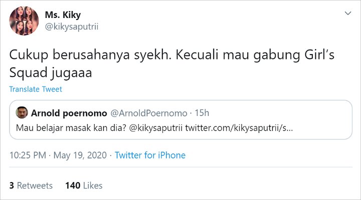 Chef Arnold Tanggapi Kiky Saputri yang Pamer Ditelepon Nia Ramadhani, Ingin Gabung Girlsquad?