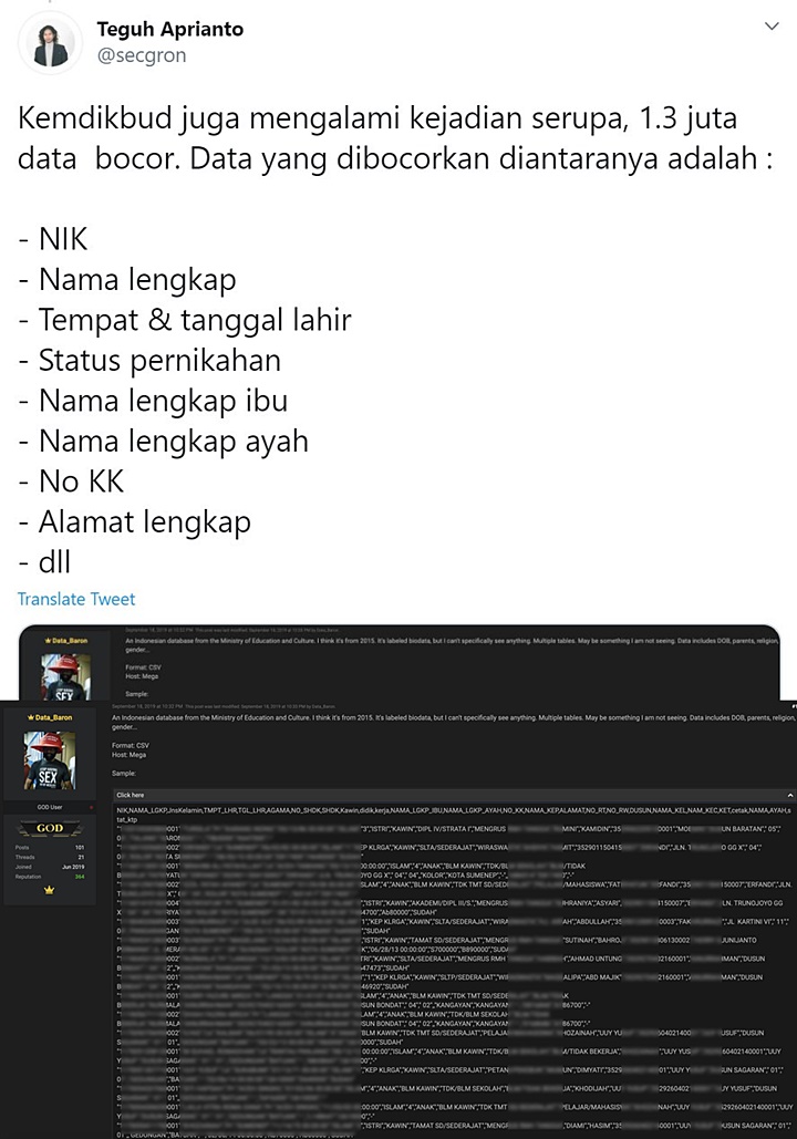 Data Kemendikbud Bocor