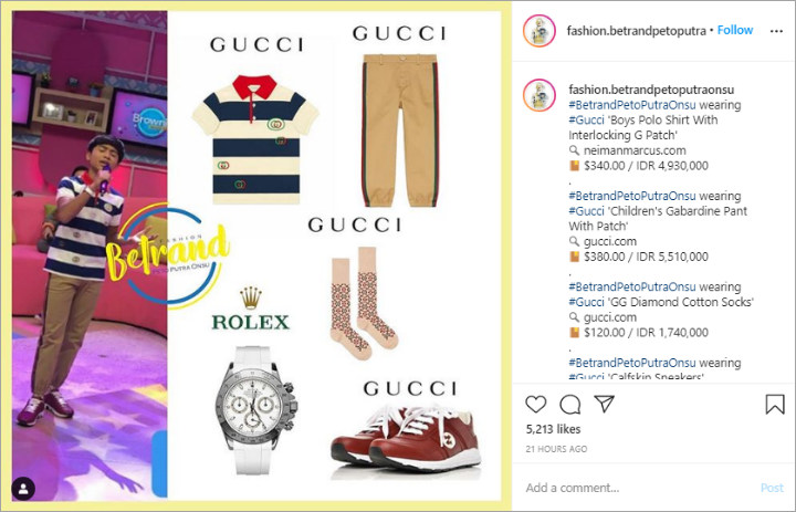 Betrand Peto Dijuluki \'Gucci Boy\', Outfit 400 Juta Sekali Pakai Bikin Netizen Menangis