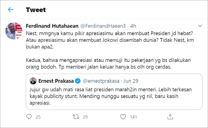 Kritik Video Kemarahan Jokowi, Ernest Prakasa Tuai Pro Kontra