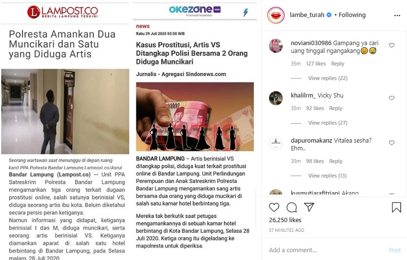 Artis VS Diamankan Polisi Atas Kasus Prostitusi Bersama 2 Mucikari, Netizen Riuh Sebut Artis Ini