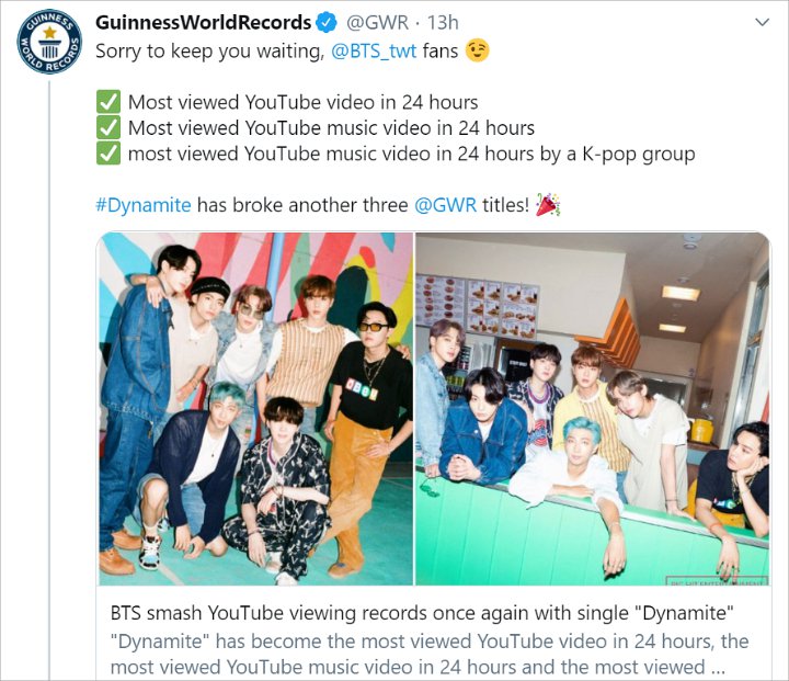 \'Dynamite\' BTS Pecahkan Rekor Video YouTube yang Paling Banyak Ditonton dalam 24 Jam