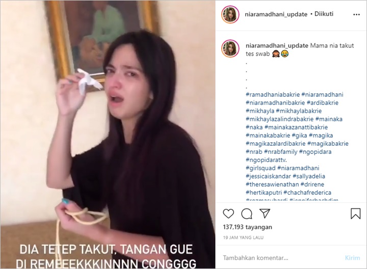 Beredar Video Nia Ramadhani Nangis Merengek Usai Jalani Tes Swab Ramai Diledek Lebay