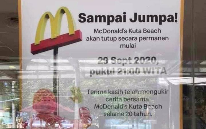 McDonald's Kuta Beach Tutup Permanen Usai 20 Tahun, 'Tragedi' McD Sarinah Bakal Terulang?