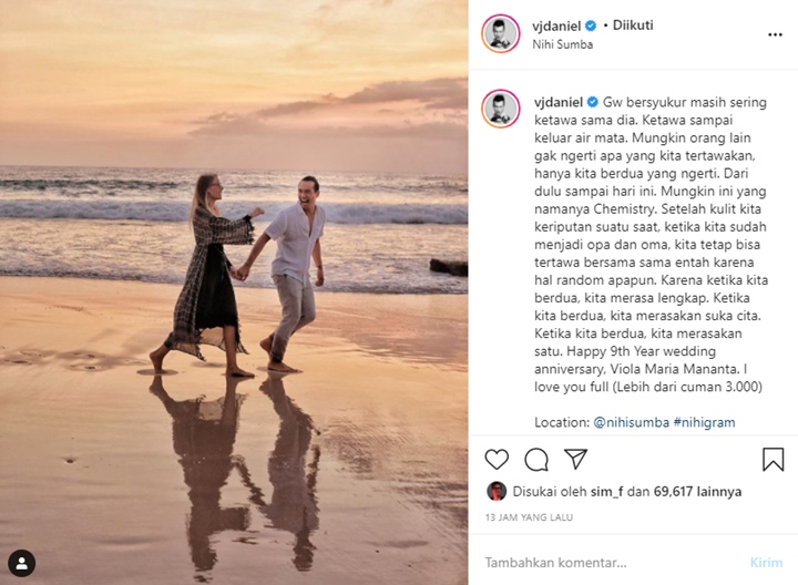 Daniel Mananta Tulis Caption Super Romantis Saat Rayakan Anniversary ke-9