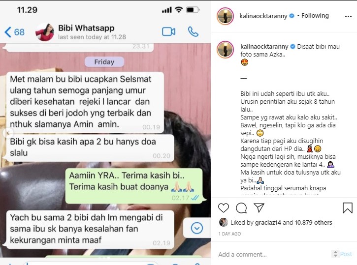 Serumah Kalina Oktarani Protes Dapat Ucapan Ultah Lewat Chat Dari Asisten Rumah Tangganya