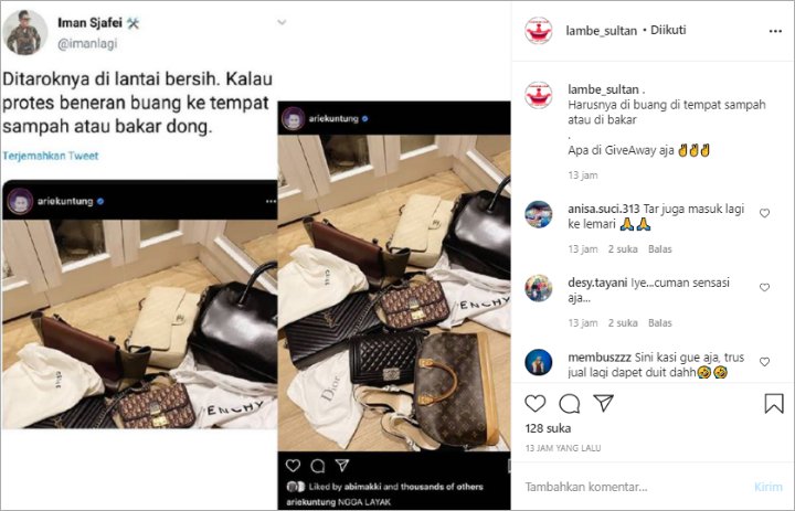 Buang Tas Branded Di Lantai Bersih, Arie Untung Disindir Cuman Cari Sensasi