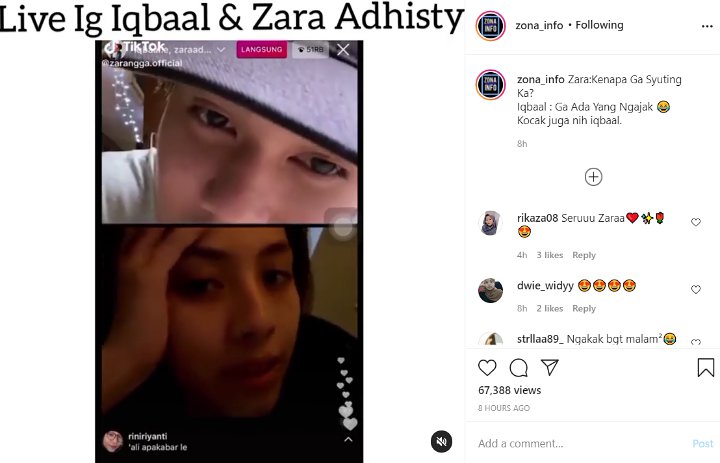 Interaksi Iqbaal Ramadhan dan Adhisty Zara Saat Live IG Bikin Gemes, Netter: Cute Siblings